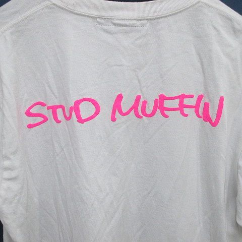 スタッドマフィン STUD MUFFIN 半袖 Tシャツ カットソー 2 白系 ホワイト 日本製 ロゴ 文字 刺繍 綿 コットン メンズ_画像7