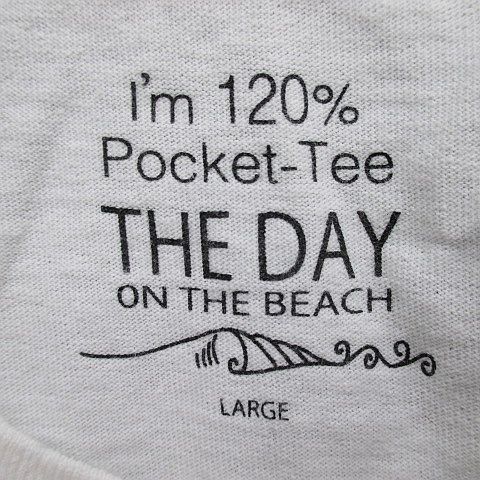 ザデイオンザビーチ THE DAY ON THE BEACH 半袖 Tシャツ カットソー L 白系 ホワイト 胸ポケット 文字 プリント メンズ_画像3