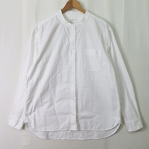 無印良品 良品計画 MUJI バンドカラーシャツ 長袖 コットン L オフホワイト 2sa5565 メンズ_画像1