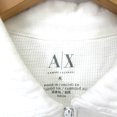 アルマーニエクスチェンジ A/X ARMANI EXCHANGE ワッペン 装飾ハーフジップ 半袖 ポロシャツ 白 ホワイト M メンズ_画像3