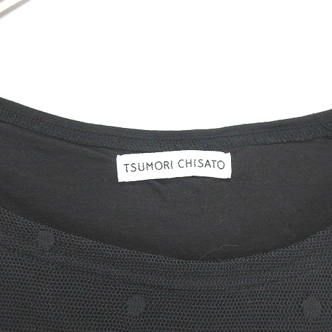 ツモリチサト TSUMORI CHISATO レース切替 ドット 柄 長袖 トップス カットソー TC61JJ129 黒 ブラック 2 レディース_画像3