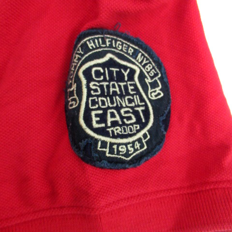 トミーヒルフィガー TOMMY HILFIGER ポロシャツ ポロカラー ワッペン 刺繍 M 赤 レッド /HO19 メンズ_画像5
