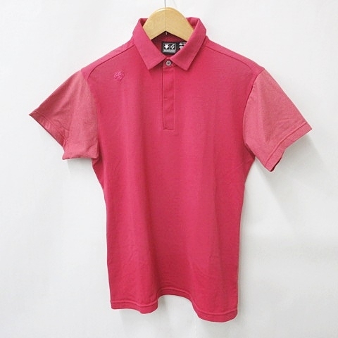 デサント DESCENTE GOLF ゴルフ ポロシャツ 半袖 比翼仕立て ロゴ ピンク L メンズ_画像1