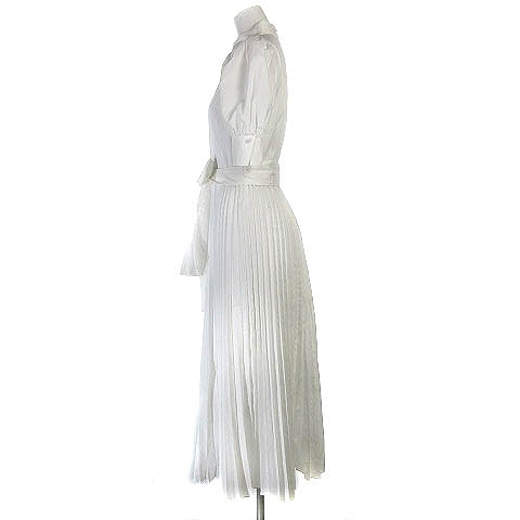  Snidel snidel 21SS One-piece shirt dress long pleat short sleeves puff sleeve stand-up collar waist ribbon white white F