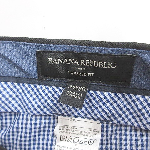 バナナリパブリック BANANA REPUBLIC パンツ スラックス ストレート ロング 別布 チェック 黒 ブラック 34 メンズ_画像3