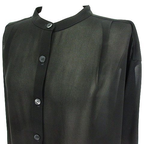  Tokyo sowa-ru blouse shirt long sleeve Drop shoulder band color long height feather weave .. feeling 13 black *EKM lady's 
