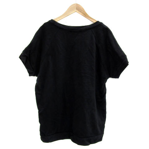  Donna Karan New York DKNY футболка cut and sewn короткий рукав раунд шея одноцветный большой размер S чёрный черный /YS3 женский 