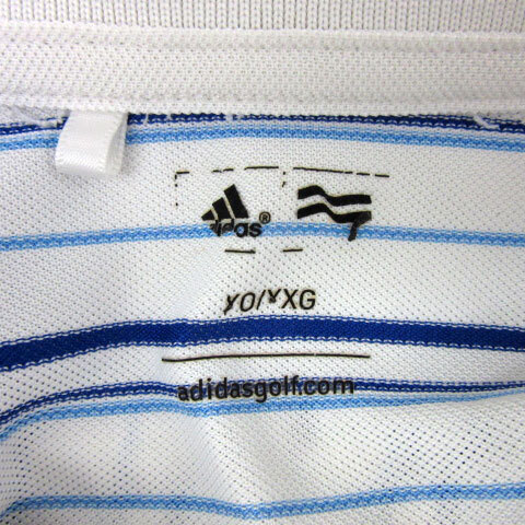 アディダス adidas ゴルフウェア ポロシャツ 半袖 ボーダー柄 ロゴ刺? 大きいサイズ XO マルチカラー 白 ホワイト /YS4 メンズ_画像8