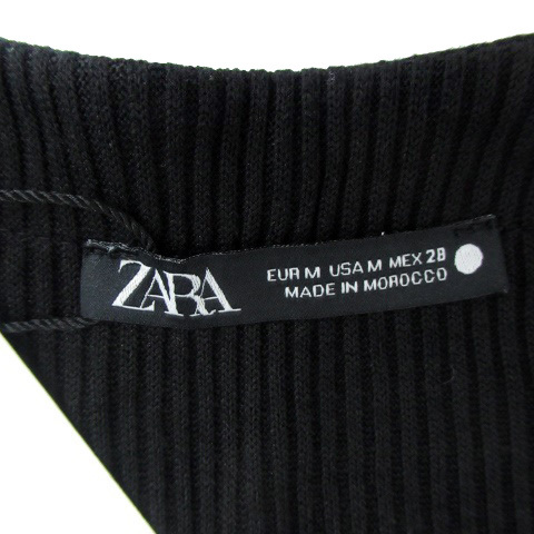 未使用品 ザラ ZARA ニットワンピース Vネック 半袖 ロング丈 M 黒 ブラック /HO6 レディース_画像6