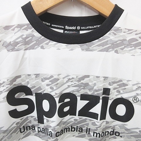 スパッツィオ SPAZIO サッカー Tシャツ 2枚セット 半袖 クルーネック 迷彩柄 ロゴ プリント 白 黒 グレー 青 ホワイト ブラック L メンズ_画像5