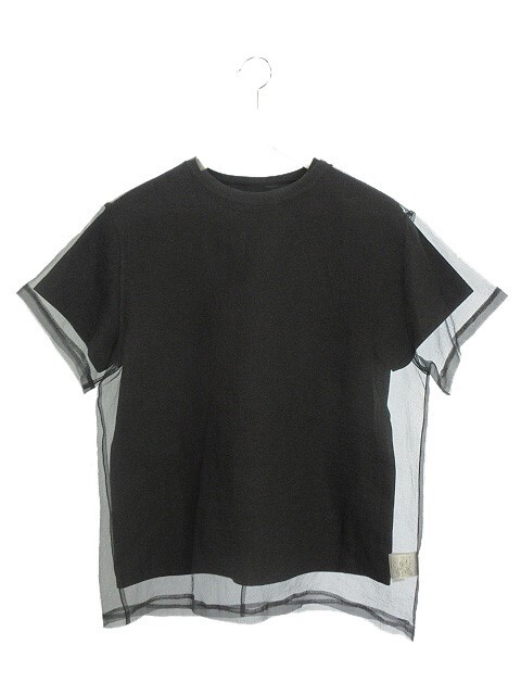  Le Ciel Bleu LE CIEL BLEU auger n The over Ray T-shirt cut and sewn 36 black black tops short sleeves Organza Overlay Tee