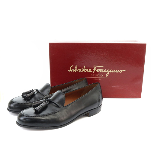 サルヴァトーレフェラガモ Salvatore Ferragamo レザー タッセル ローファー 7.5 25cm 黒 ブラック /SR1 ■AD レディース_画像6