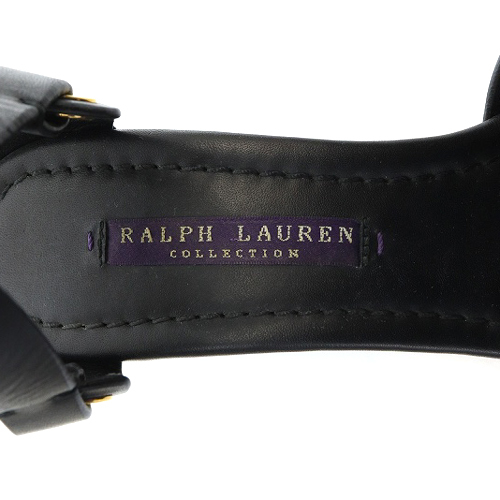 ラルフローレンコレクション Ralph Lauren COLLECTION ウェッジソール サンダル ストラップ レザー 6B 23cm 黒 ブラック /SR1 レディース_画像8