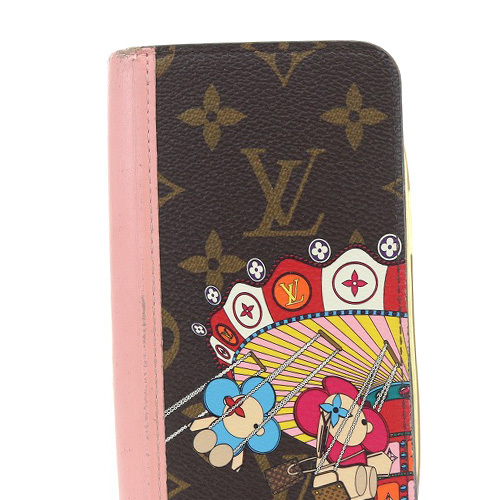 ルイヴィトン LOUIS VUITTON モノグラム フォリオ ヴィヴィエンヌ iPhone11ケース 手帳型 茶色 ブラウン ピンク M69756 /SR16 ■OH レディ_画像3