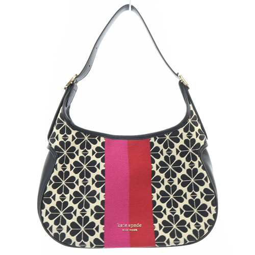 ケイトスペード KATE SPADE クローバー柄 ハンドバッグ ロゴ 黒 ブラック ピンク /SR30 レディースの画像1