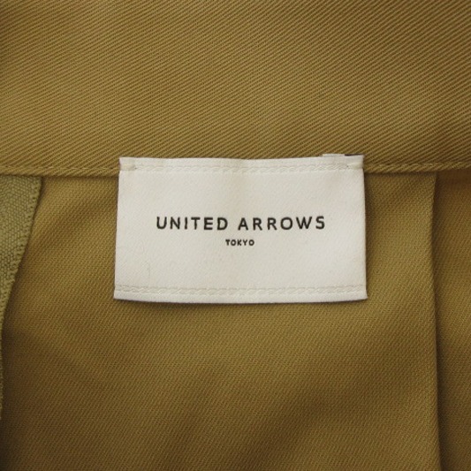 ユナイテッドアローズ UNITED ARROWS UWSC C/TWL タック フレア スカート ロング コットン ベージュ 38 ボトムス レディース_画像5