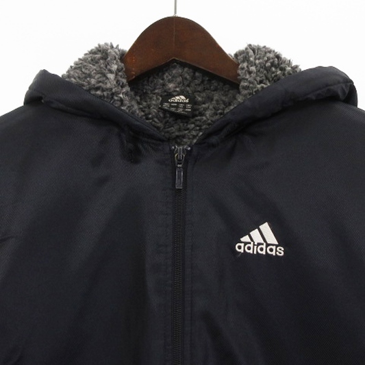  Adidas adidas bench пальто обратная сторона боа с хлопком Zip выше Logo вышивка темно-синий темно-синий 140 внешний спорт одежда Kids 