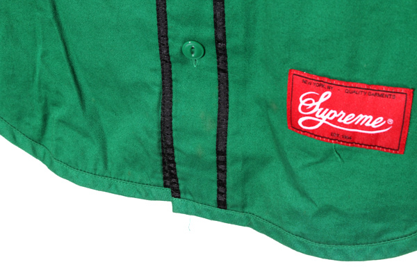 13AW Supreme シュプリーム SIZE:S Baseball Shirt アップリケ 半袖 ベースボールシャツ Green グリーン /◆ メンズ_画像4