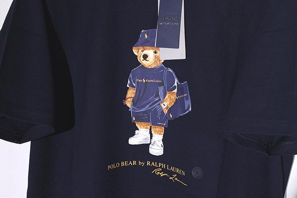 未使用品 24SS ビームス ポロ ラルフローレン 別注 Navy and Gold Logo Collection ポロ ベア プリント 半袖Tシャツ M NAVY ネイビー 11-08_画像4