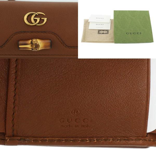 グッチ GUCCI バンブー ミディアム ウォレット レザー コンパクト 三つ折り 財布 658633 茶 ブラウン ☆AA★▲■ 240403 メンズ レディース_画像9