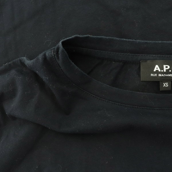  A.P.C. A.P.C. Rue Madame T-shirt Logo embroidery cut and sewn crew neck cotton XS black black /MY #OS lady's 