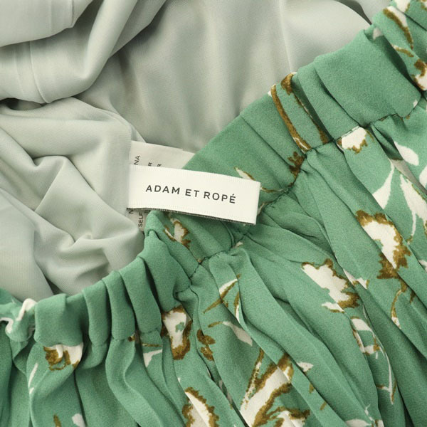 アダムエロペ Adam et Rope' Frower print プリーツスカート ロング 花柄 F 緑 グリーン /MY ■OS レディースの画像3
