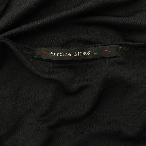 マルティーヌシットボン MARTINE SITBON パッチワークデザインカットソー 長袖 メッシュ サテン 切替 黒 ブラックの画像3