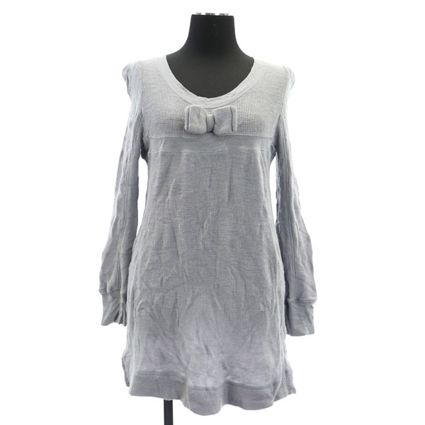  Mark by Mark Jacobs MARC by MARC JACOBS knitted tunic cut and sewn long sleeve U neck ribbon waffle stretch S gray 