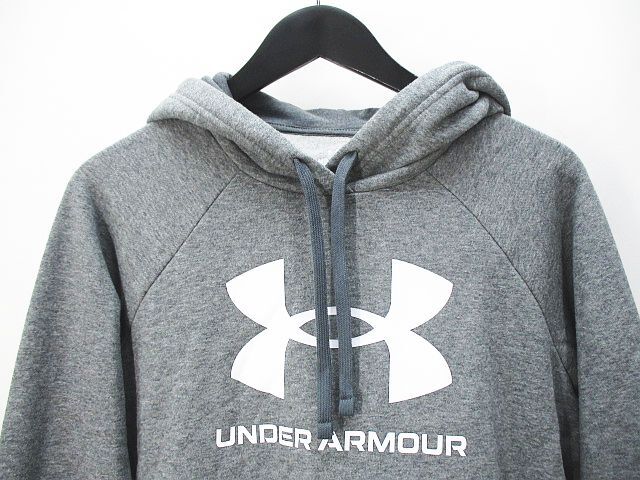  Under Armor UNDER ARMOUR спорт одежда длинный рукав тренировочный Parker M пепел серия серый Logo принт обратная сторона ворсистый ребра мужской 