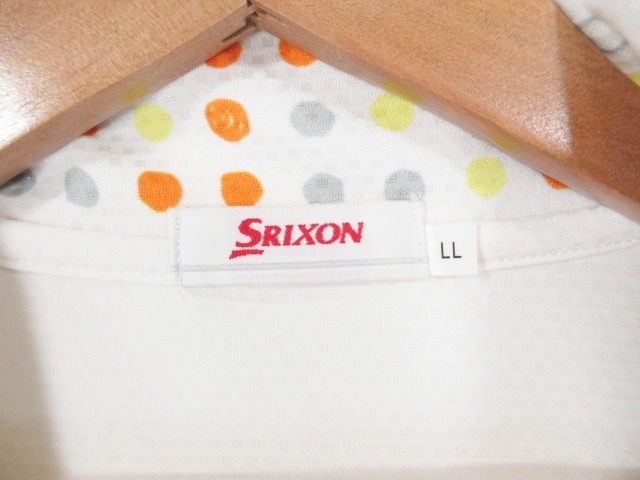 スリクソン SRIXON ポロシャツ 半袖 ジップ 水玉 シンプル 無地 ワンポイントロゴ 白 LL QQQ レディース_画像3