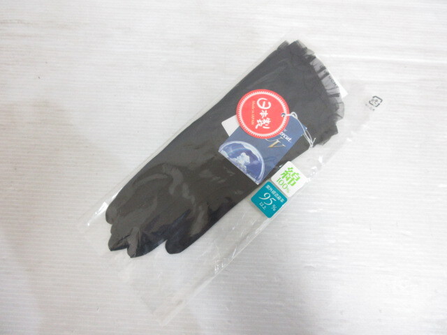 未使用品 ジバンシィ GIVENCHY UVカット 手袋 グローブ 21-22cm 黒 ブラック チュールレース付き 綿100％ 日本製 タグ付き レディース_画像1