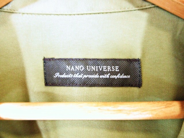 ナノユニバース nano universe シャツ 開襟シャツ 半袖 前開き ボタン 胸ポケット 無地 シンプル カーキ S QQQ メンズ_画像3