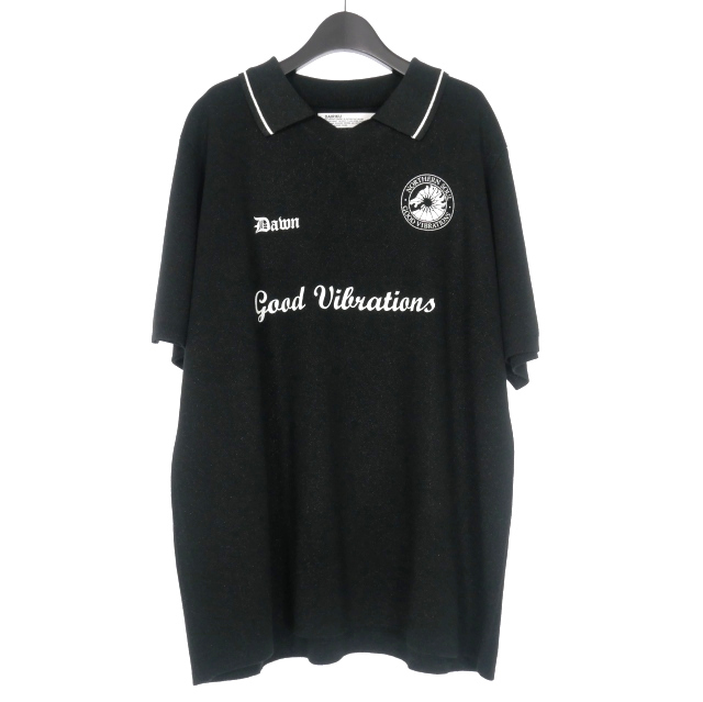 ダイリク DAIRIKU 23AW Lame Soccer Uniform Knit Pullover ニットポロシャツ 半袖 L 黒ブラック 23AW K-9 メンズ_画像1