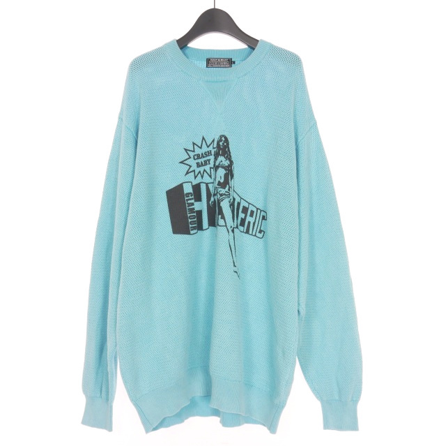 ヒステリックグラマー HYSTERIC GLAMOUR 24SS CRASH BABY クルーネックニット セーター L ブルー 青 02241NS02 メンズ_画像1