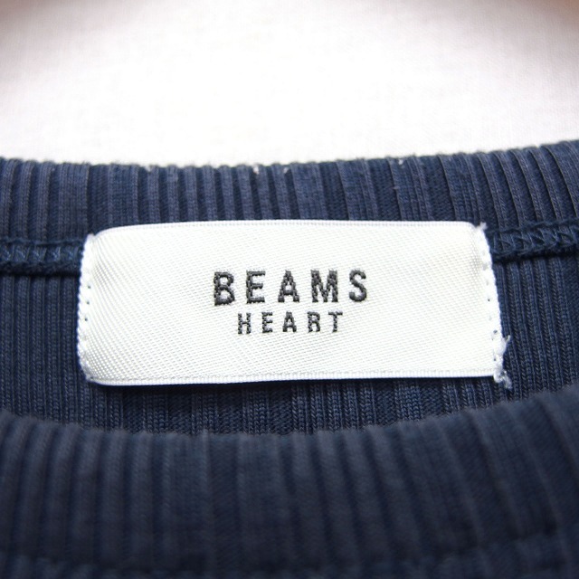 ビームスハート BEAMS HEART リブ カットソー Tシャツ シンプル 半袖 丸首 綿混 グレー 灰 /HT24 レディース_画像3