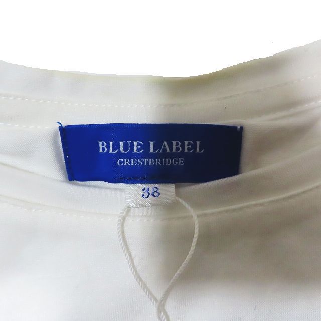 ブルーレーベルクレストブリッジ BLUE LABEL CRESTBRIDGE 裾レース Tシャツ カットソー 半袖 無地 白 ホワイト 38 レディース YBA2_画像4