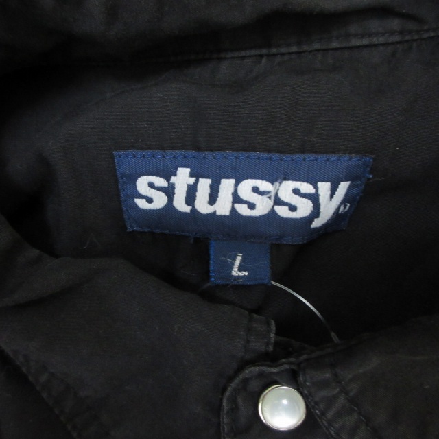 ステューシー STUSSY シャツ 半袖 ロゴプリント ブラック Lサイズ S188 0404 メンズ_画像3