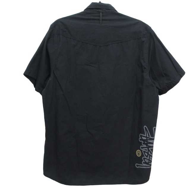 ステューシー STUSSY シャツ 半袖 ロゴプリント ブラック Lサイズ S188 0404 メンズ_画像2