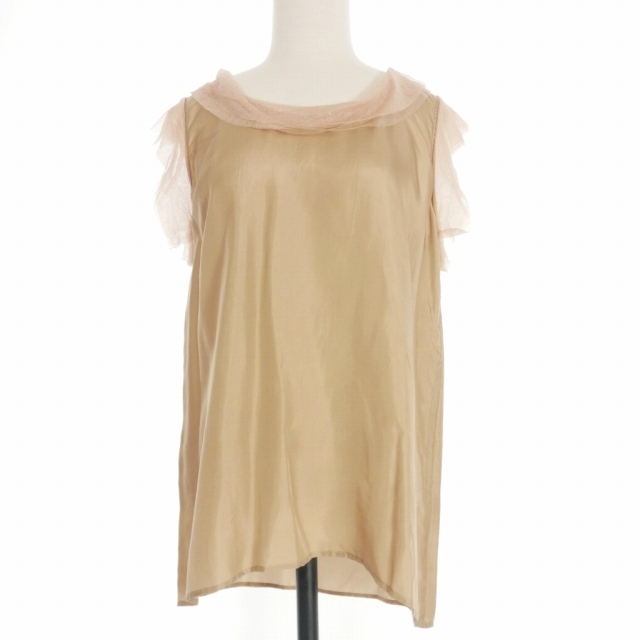 ランバン LANVIN ノースリーブ シルクシャツ ブラウス 36 ピンクベージュ WO6025F004P5A 国内正規