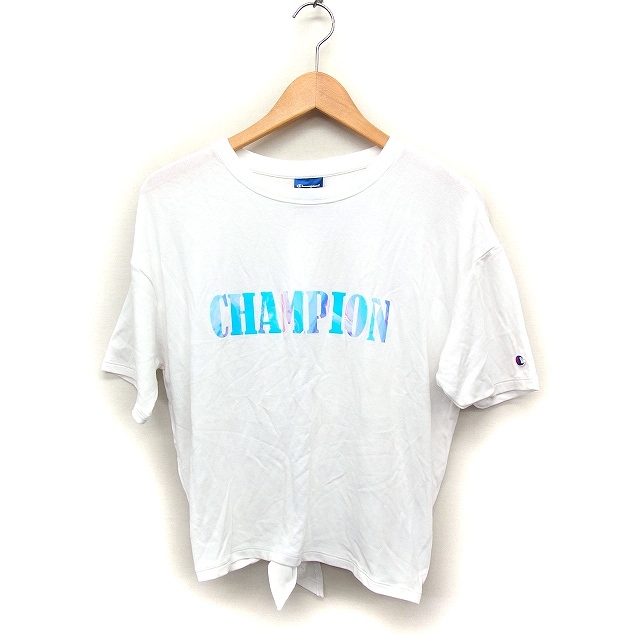 チャンピオン CHAMPION ロゴ オーロラプリント Tシャツ カットソー 半袖 L ホワイト 白 /FT42 レディース_画像1