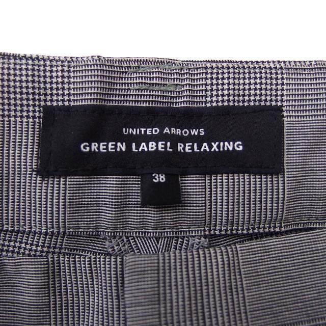 グリーンレーベルリラクシング ユナイテッドアローズ green label relaxing パンツ ワイド グレンチェック タック ジップフライ 38_画像3