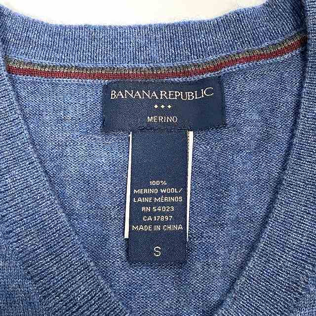 バナナリパブリック BANANA REPUBLIC セーター ニット 長袖 メリノウール100% 紺 ネイビー S メンズ_画像6