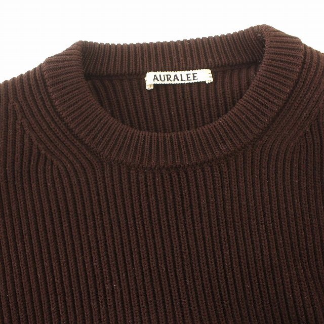 オーラリー AURALEE 18AW SUPER FINE WOOL RIB KNIT BIG P/O リブ ニット セーター ウール 3 M 茶 ブラウン_画像4