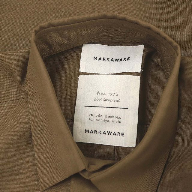 マーカウェア MARKA WARE 23SS COMFORT FIT SHIRT S/S ウール コンフォートフィットシャツ 半袖 1 茶 ブラウン ■OS レディースの画像3