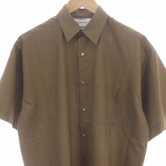 マーカウェア MARKA WARE 23SS COMFORT FIT SHIRT S/S ウール コンフォートフィットシャツ 半袖 1 茶 ブラウン ■OS レディースの画像4