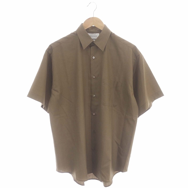 マーカウェア MARKA WARE 23SS COMFORT FIT SHIRT S/S ウール コンフォートフィットシャツ 半袖 1 茶 ブラウン ■OS レディースの画像1