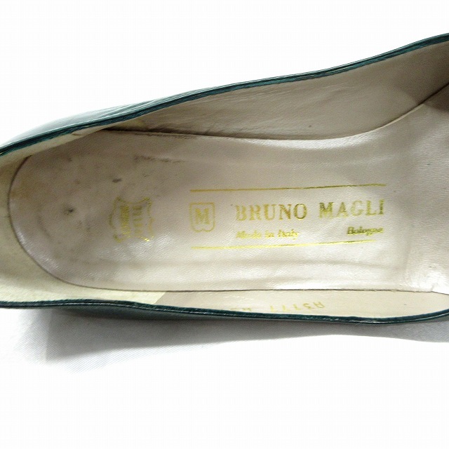 ブルーノマリ BRUNO MAGLI アーモンドトゥ パンプス ハイヒール シューズ 靴 パイソン レザー 36 1/2 グリーン 緑系 レディース ♪11_画像8