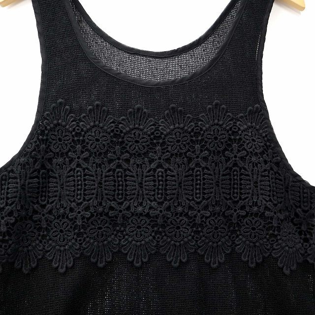  cloche crochet needle braided mesh knitted tank top black lady's 