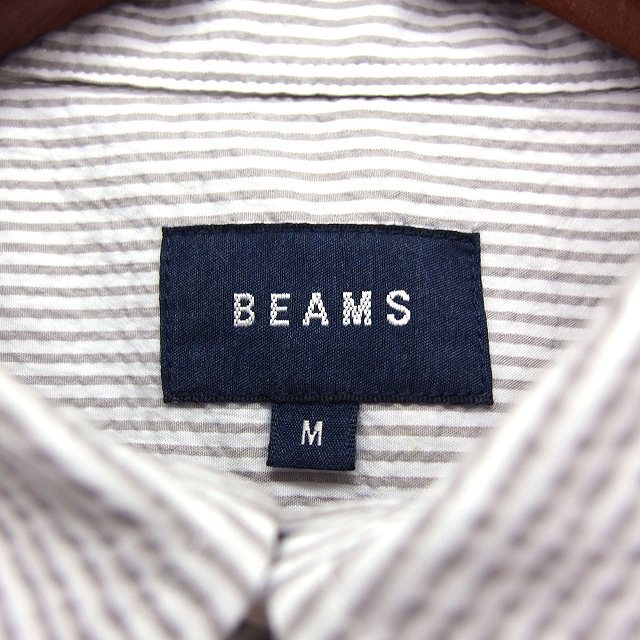 ビームス BEAMS ストライプ 半袖 シャツ カジュアル M ライトグレー /FT18 メンズ_画像3