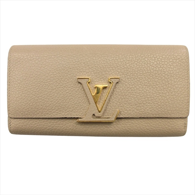 ルイヴィトン LOUIS VUITTON ポルトフォイユ・カプシーヌ 長財布 ロングウォレット レザー LVロゴ M61249 ベージュ レディース_画像1